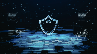 immagine di lucchetto su sfondo di algoritmi e scritte alfanumeriche