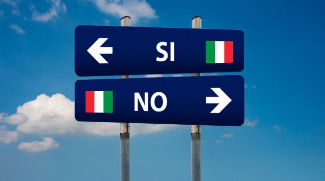 cartelli con bandiera italiana e scritta si no