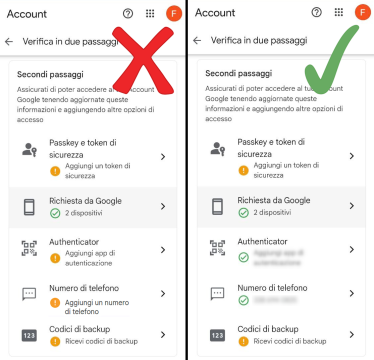 2fa Google wrong-right