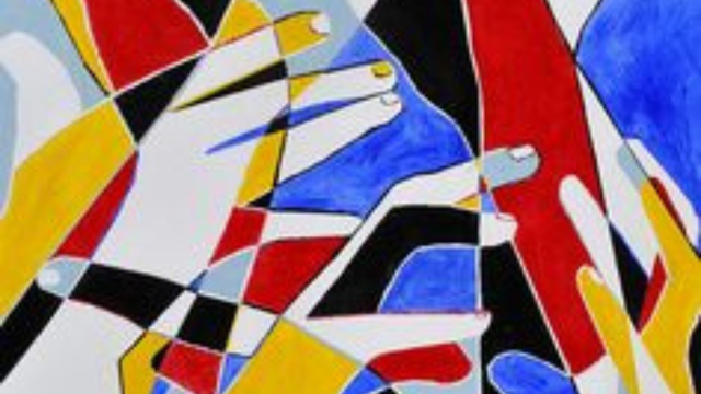 Dipinto astratto che richiama la lingua dei segni