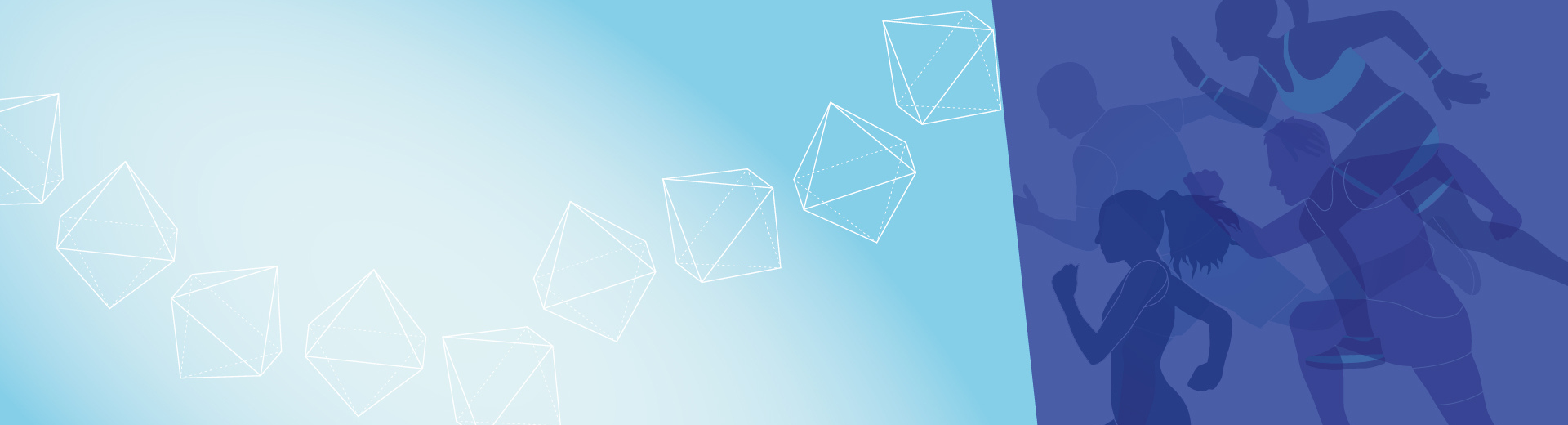 figure stilizzate di atleti su fondo blu