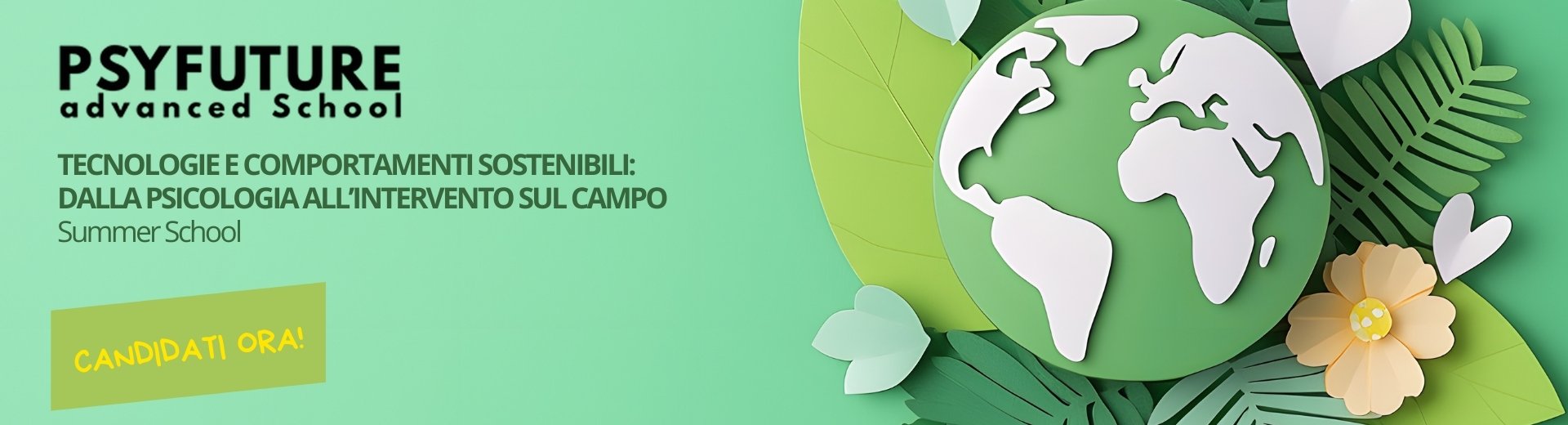Slider della summer school Tecnologie e sostenibilità, dalla psicologia all’intervento sul campo
