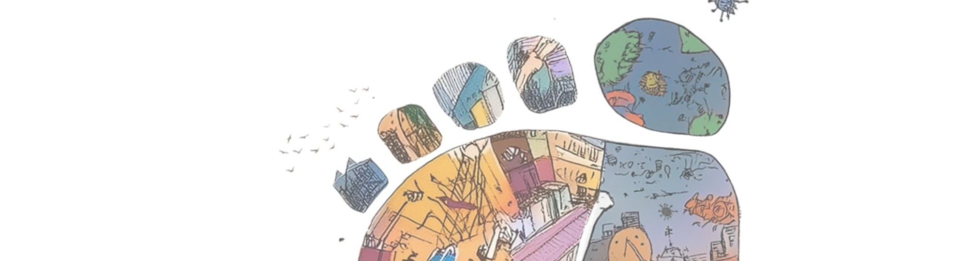 piede stilizzato con mappa geografica