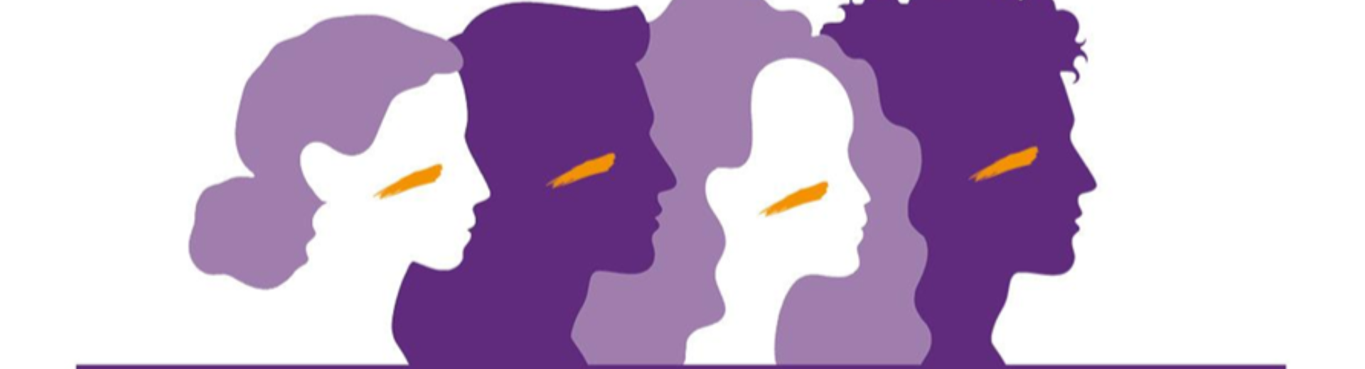 volti di donne stilizzati di colore viola e bianchi